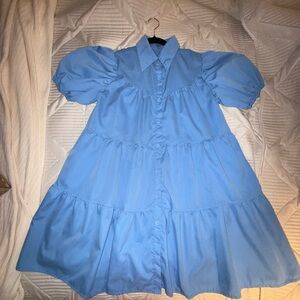 Women’s babydoll minidress Light Blue Tiered Button-Front Dress never worn